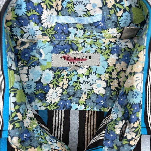 Ted Baker Striped Sateen Finish 100% Cotton Button Down Shirt | Size 2 (S) - Picture 2 of 11